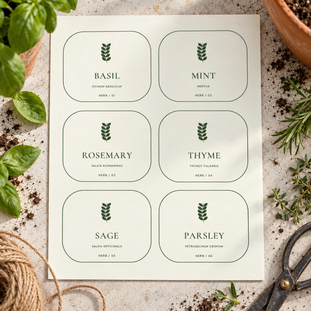 Botanical Herb Garden Labels SVG Bundle - 6 Herbs — Lifestyle mockup - digital file only